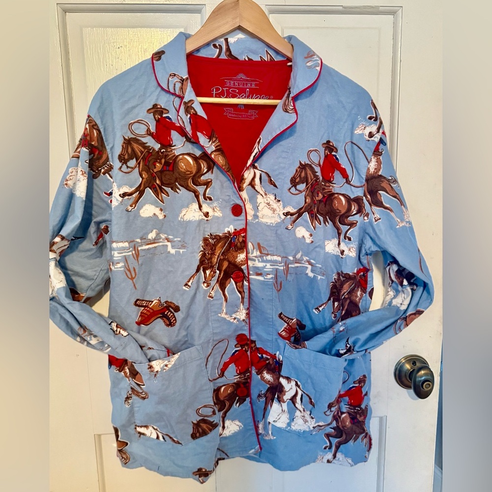 P.J. salvage cowboy short top pajamas horse rodeo
